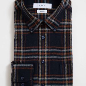 Mörkblå Flanellskjorta Premium Button Down