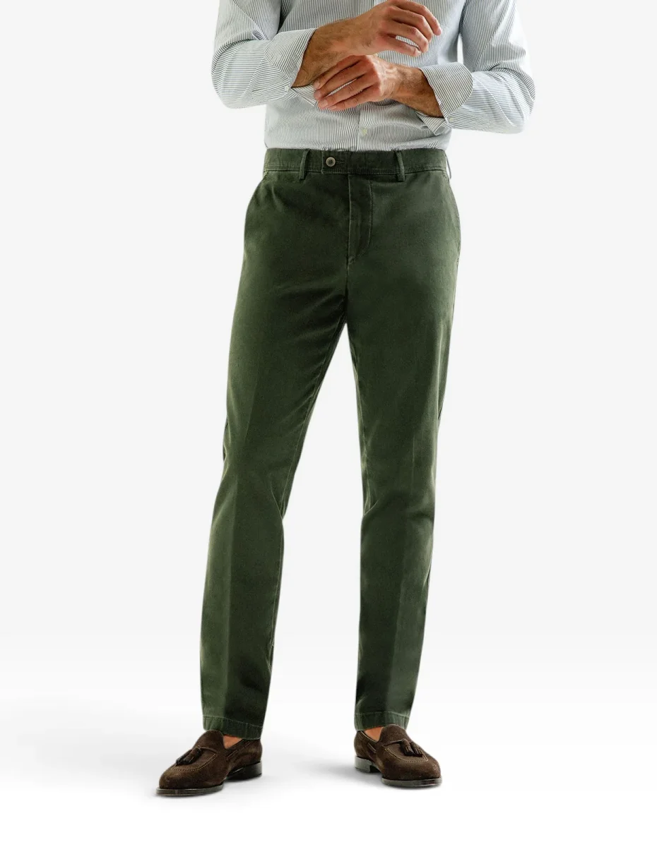 Chinos Regular Fit Bomullscanvas Olivgrön - Bild 2
