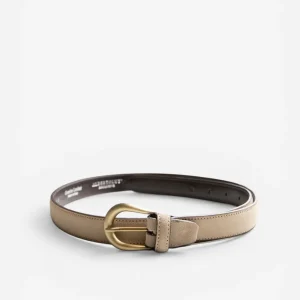 Bälte Smalt Mocka Beige/Mässing