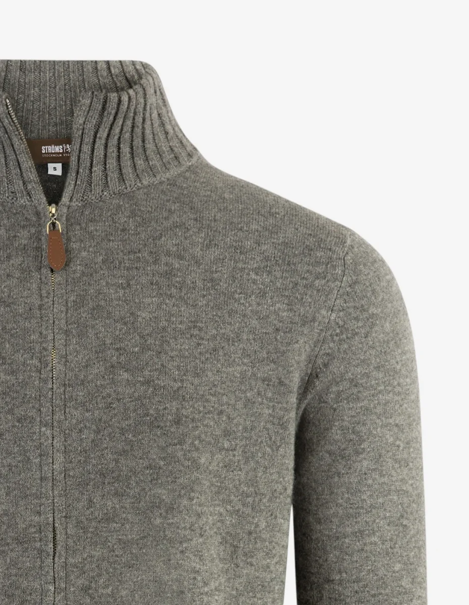 Zip Cardigan Cashmere Melerad Grå - Bild 4