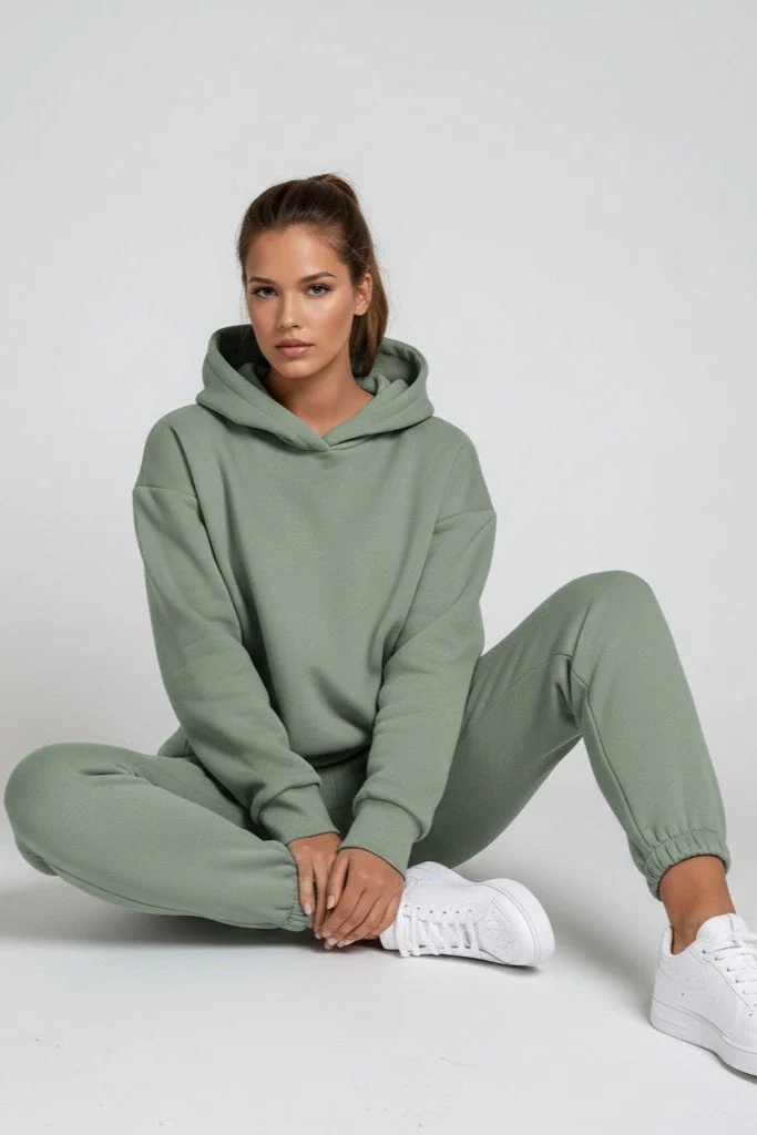 Joggingset dam, tvådelat — luvtröja och joggers i bomullsmix - Bild 9