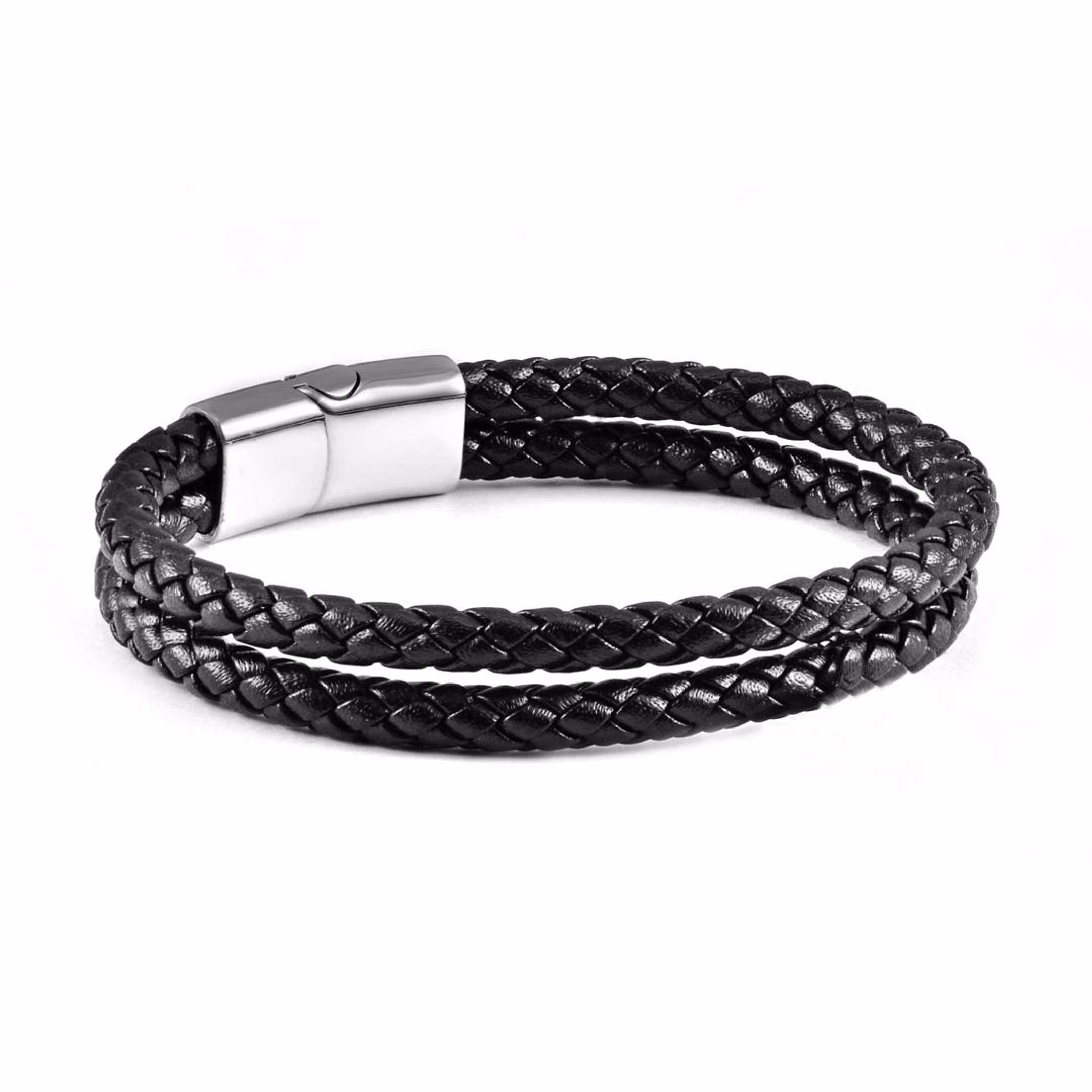EDD LÄDERARMBAND DUBBEL RUND SVART