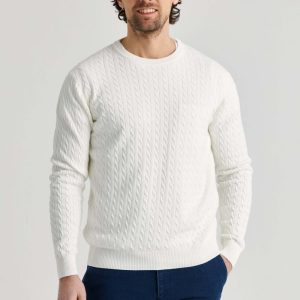 Vit Kabelstickad Tröja