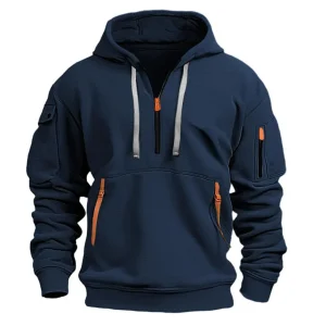Hoodie herr — mjuk luvtröja med dragkedjefickor för vardag