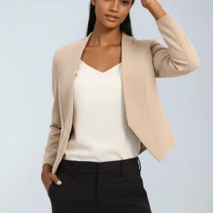 Blazer dam, kort — figursydd kontorsblazer med öppen front