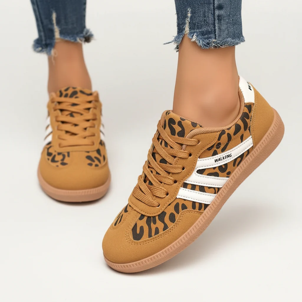 Sneakers dam, mockaimitation — bekväma vardagsskor med snörning - Bild 6