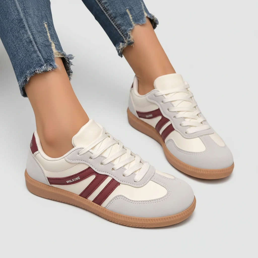 Sneakers dam, mockaimitation — bekväma vardagsskor med snörning - Bild 3