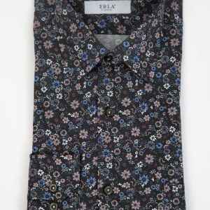 Mörkgrön skjorta med blommigt print