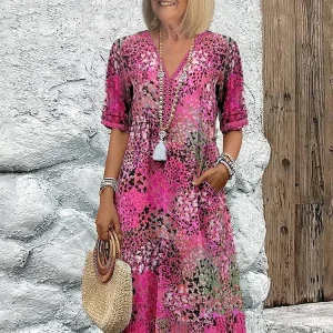 Anthea | Elegant blommig midiklänning