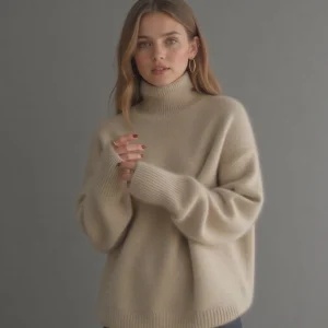 Polotröja dam, oversized — mjuk och varm stickad i akryl